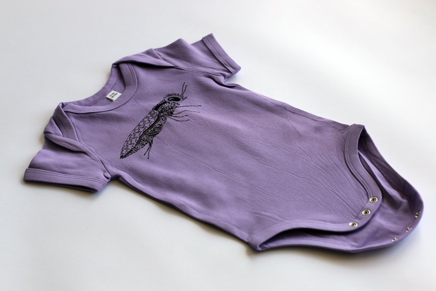 Bodysuit - Lavender with black beetle - 3-6mths (B020)