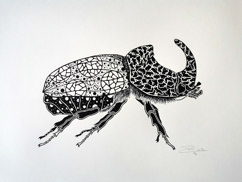 Screen print - Rhinoceros beetle (P016)