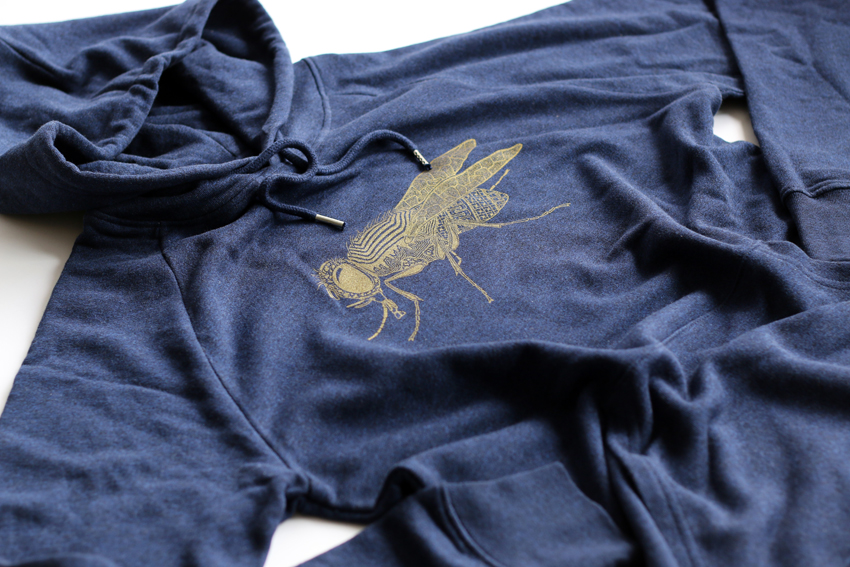 Men - Hoodie - black heather blue with golden Fly - S (SWA044)