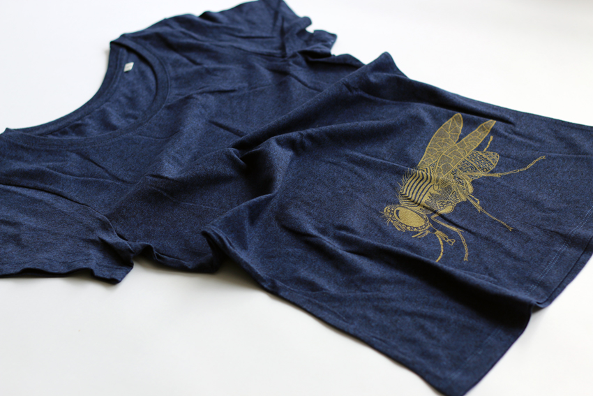 Women - Black heather blue with golden Fly - XL (TS106)