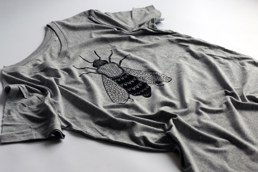 Men - Heather grey with black Bee - M (TS029)