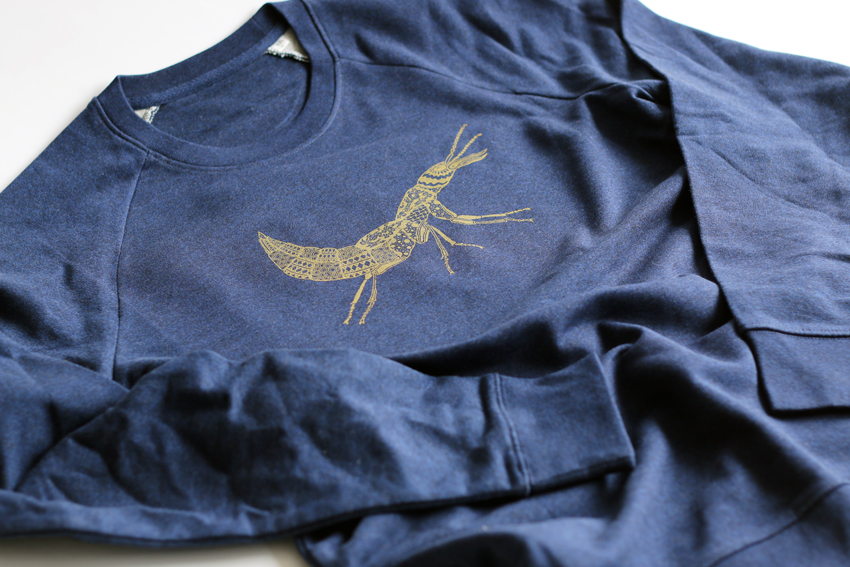 Men - Black heather blue with golden Beetle - XXL (SWA113)