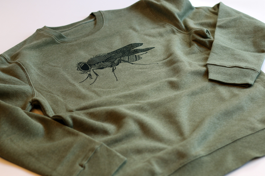 Men/Unisex - Heather khaki with black Fly - L (SWA113)