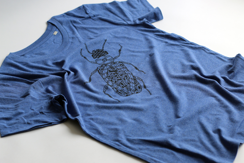 Men - Heather blue with black Beetle - S (TS102)